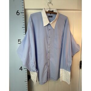 Giorgio Ferraro Long Sleeve Men Shirt Blue White French Cuff Italy 19 1/2-34/35